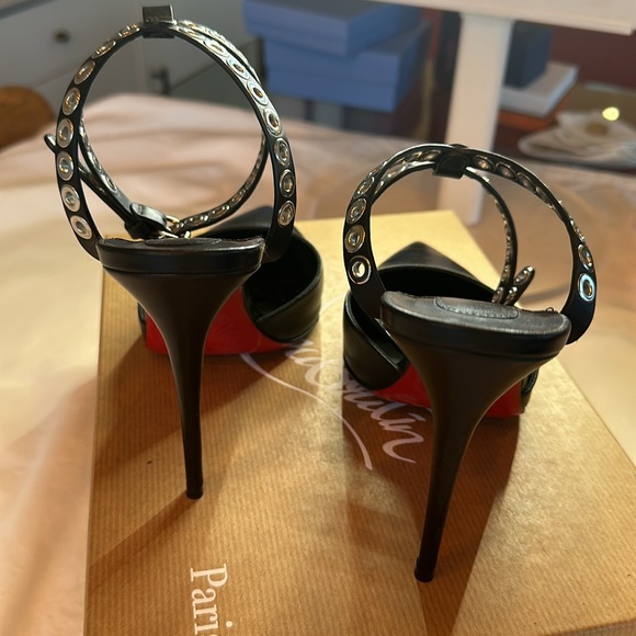 Louboutin black heels with strap and silver metal detail - Picture 3 of 8